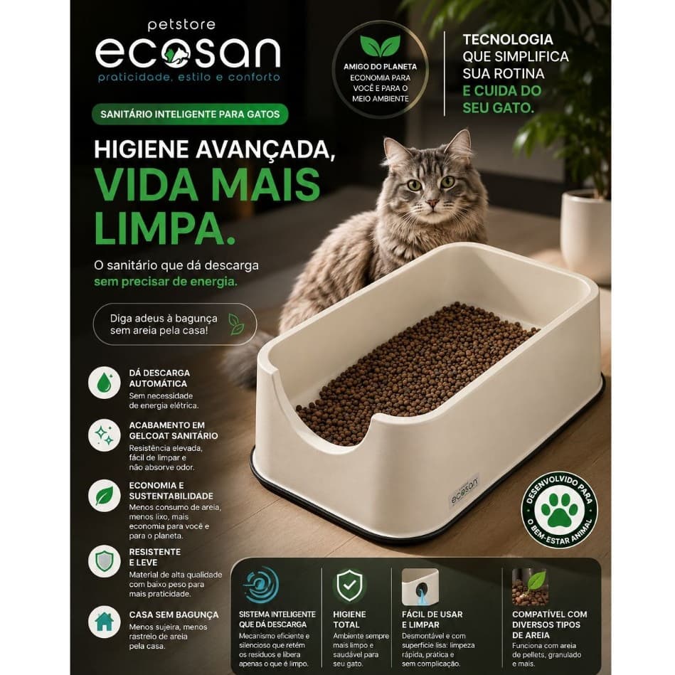 Banheiro Inteligente para Gatos Ecosan