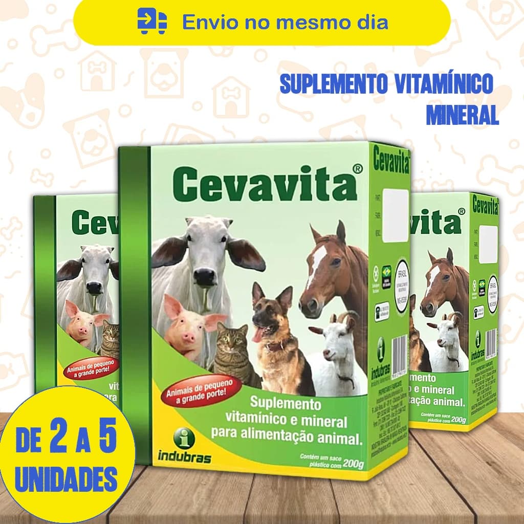 Suplemento Vitamínico Mineral Para Animais Cevavita 200g Kit Até 5un