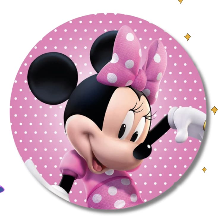 Kit de Etiquetas Adesivos Minnie Rosa Lembrancinha Decoração Festa Infantil Adesivo Aniversário