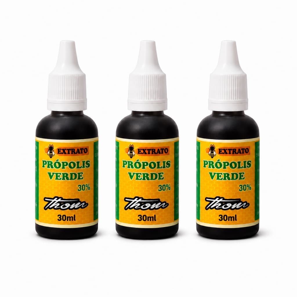 Extrato de Própolis Verde 3 Unidades Extra-forte Garrafa de 30ml