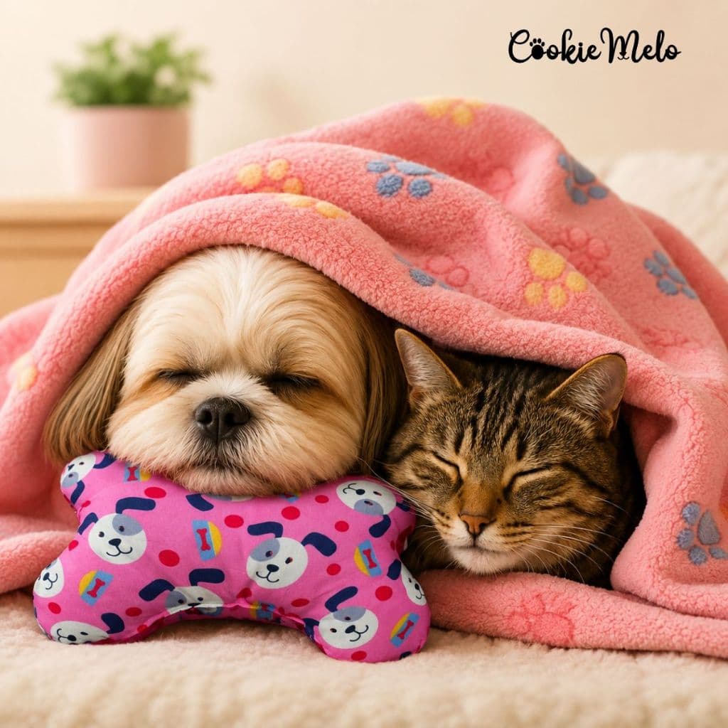 Kit Manta e Almofada Pet Osso Para Cães e Gatos Macia Para Descanso Ideal Para Dias Frios