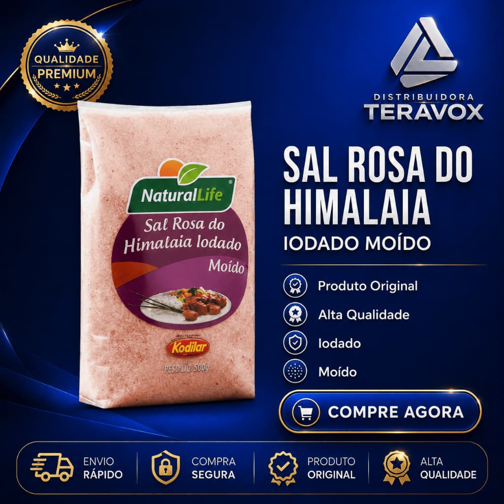 Sal Rosa do Himalaia Iodado Moído 500g Natural Life Kodilar Tempero Culinário