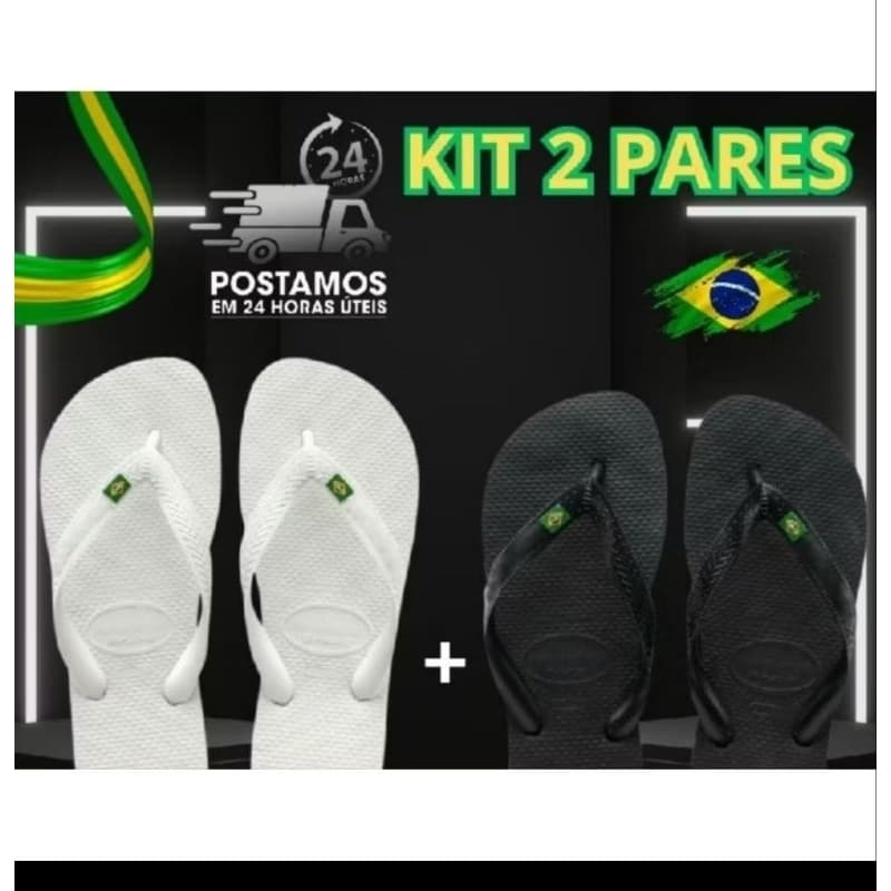 Kit Dois Pares Chinelo de Dedo Havaina Bandeira do Brasil