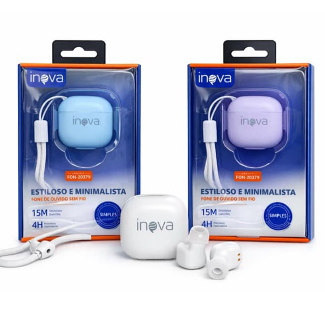 Fone de Ouvido - Bluetooth - Sem Fio - Inova - IPhone - Android - Pequeno - Minimalista