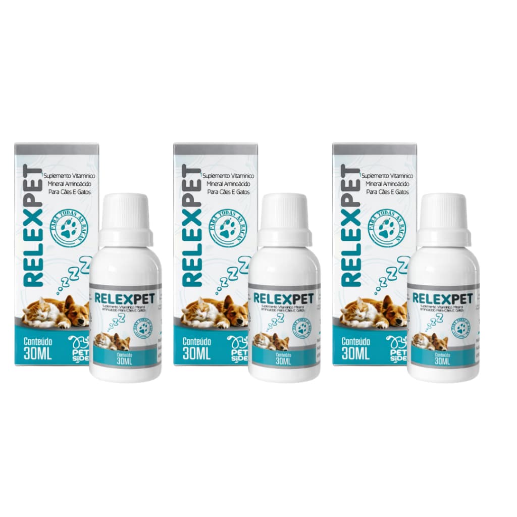 Kit 3 Calmante Natural Pet para Cães e Gatos Agitados e Ansiosos - Petside 30ml