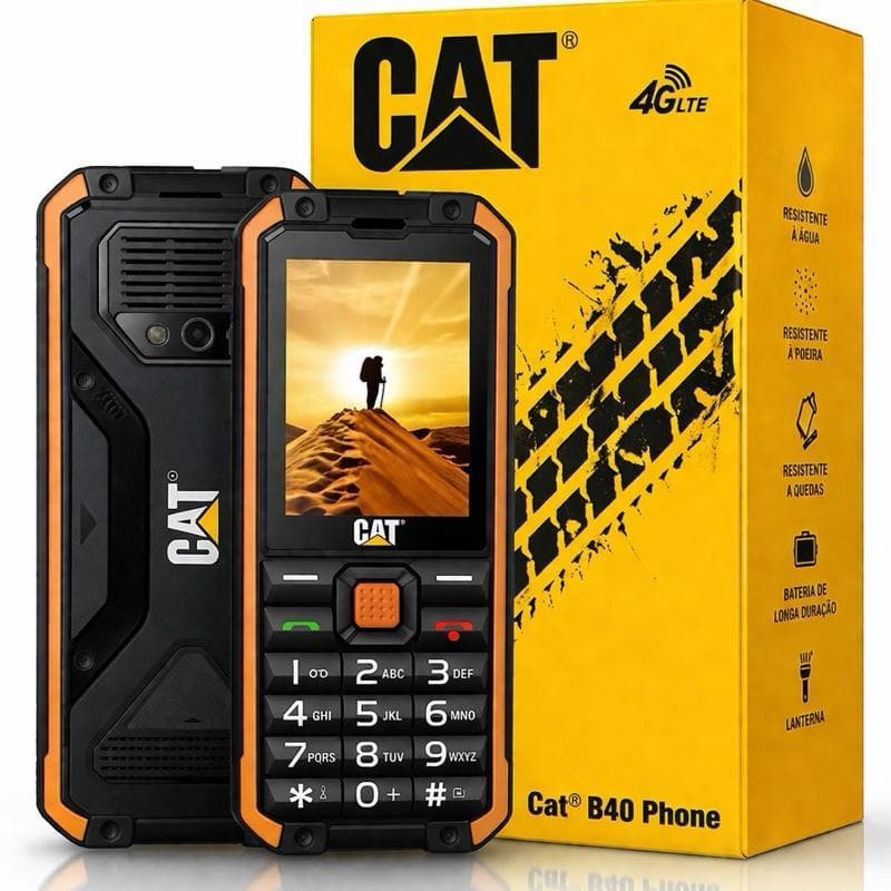Caterpillar Celular B30/B40 4G Tela 2.4" LCD Preto Resistente à Água Poeira e Quedas Dual Sim 2500mAh