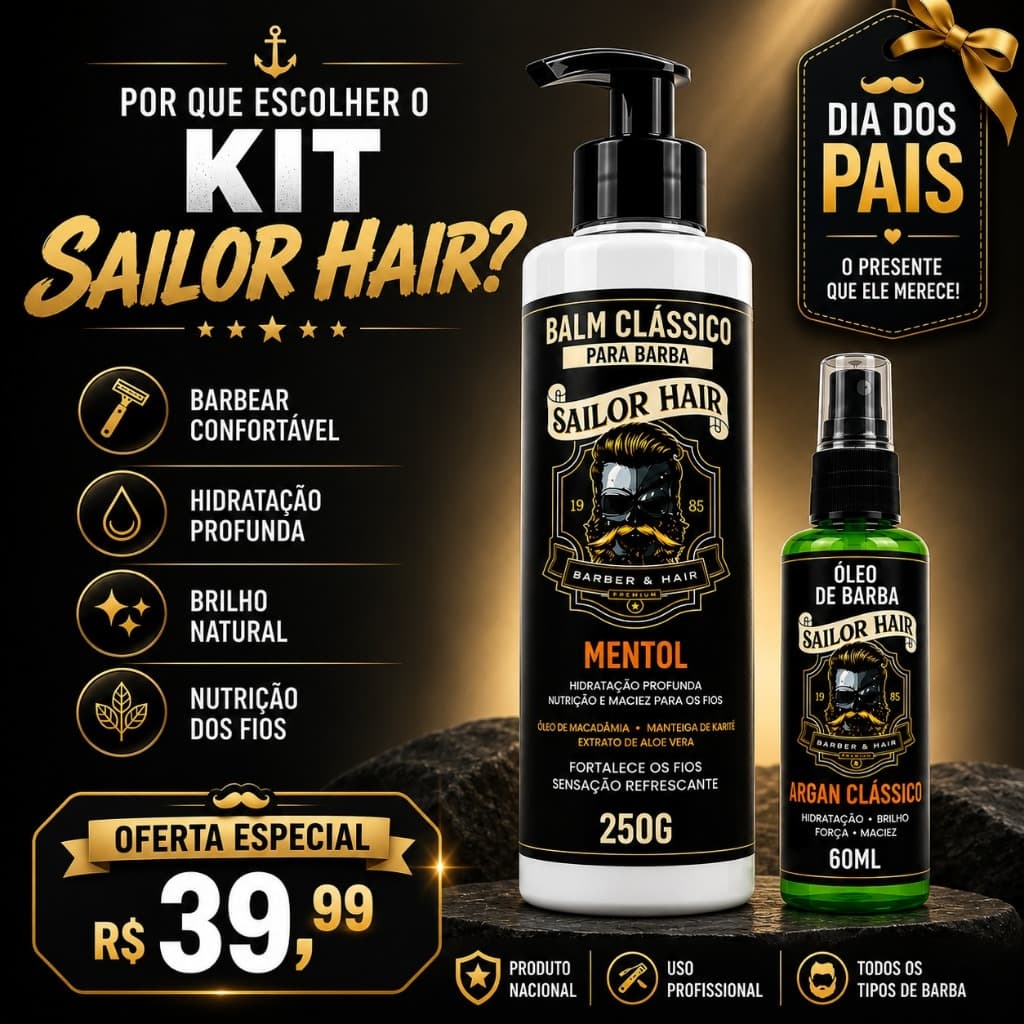 Kit Balm para barba 250 gr oleo Shave para barba 60 ml Amacia e modela Big Barber AntFrizz Profissional