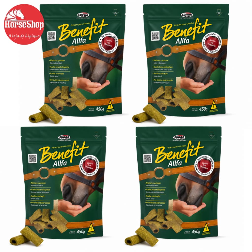 Benefit Allfa Snack Com Melaço Para Cavalo Kit 4 Unidades