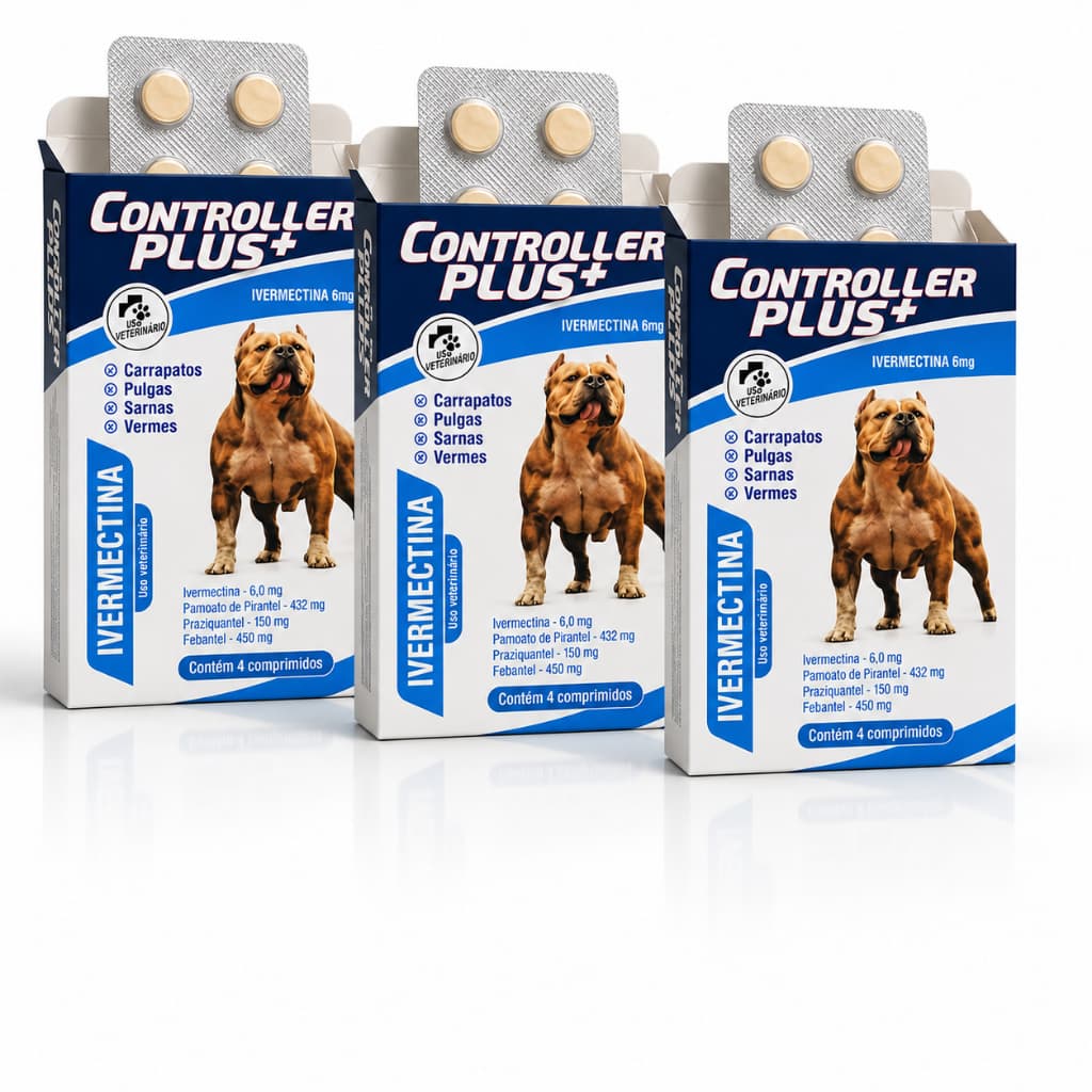 Controller Plus Anti Pulgas, Carrapatos, Verme E Sarnas 12 Comprimidos 30kg