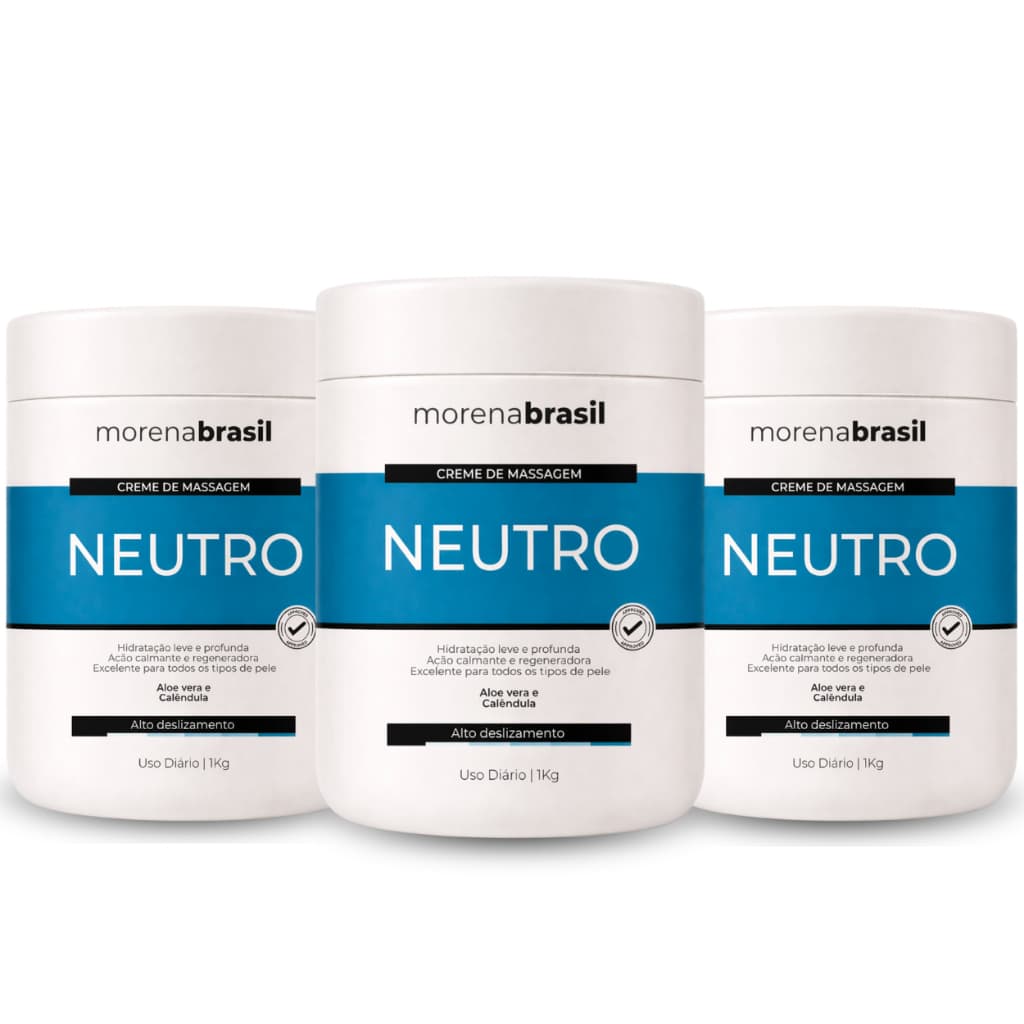 Kit 3x Creme de Massagem Neutro Profissional - Alto Deslizamento e Hidratação