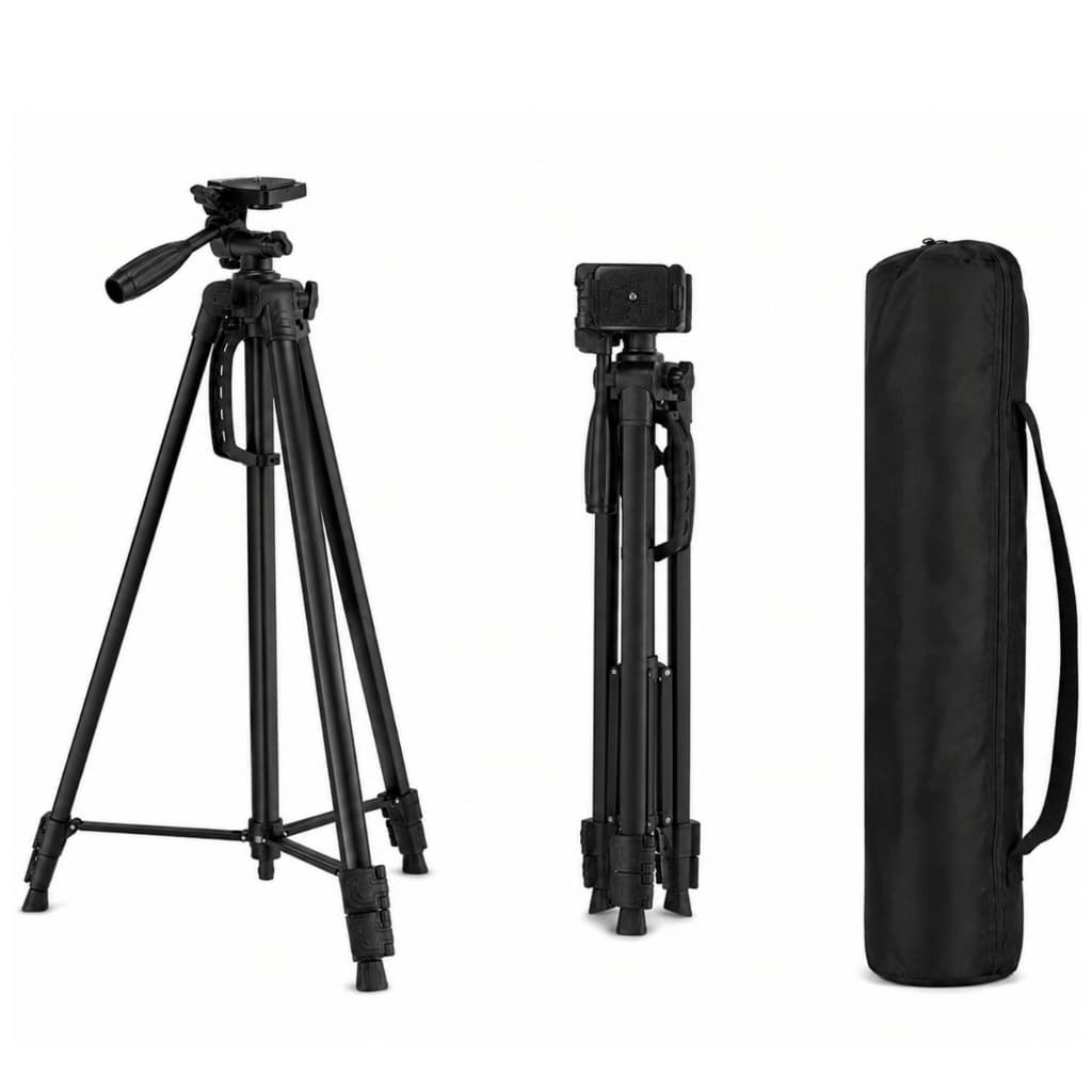 Tripé Profissional 1.4m + Suporte Para Celular Câmera Meeky Tripe para Camera com Cabeça Hidraulica