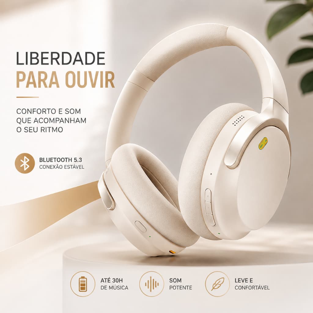 Fone de Ouvido Bluetooth com Cancelamento de Ruído ANC Basike