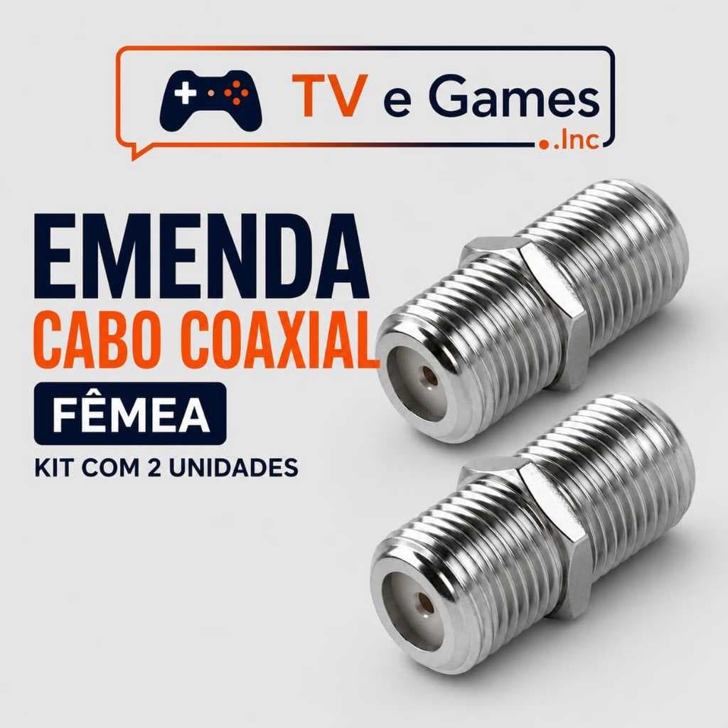 Kit 2 Emenda F Fêmea Fêmea para Cabo Coaxial RG6 RG59 TV Antena Satélite Conector Metal a Pronta Entrega