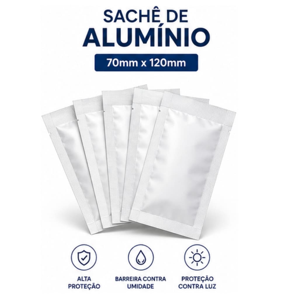 Sachê De Alumínio Para Pós Líquidos Manipulação 70 x 120mm - Pct. 1000un.