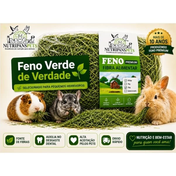 Feno Premium Tipo A 1kg NUTRIPANSPETS