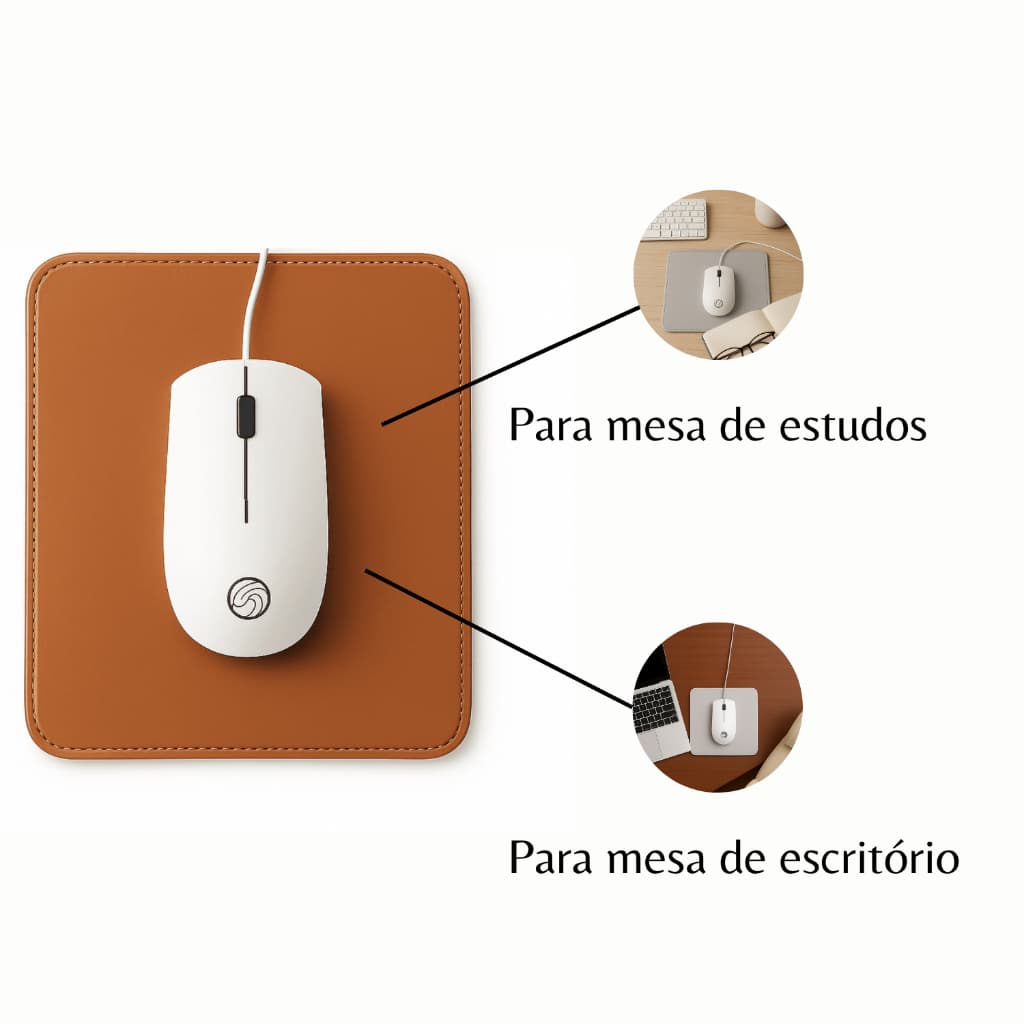 Mouse Pad Pequeno Couro Sintético Ecológico Caramelo