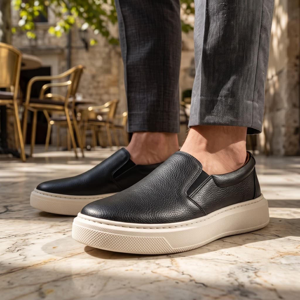 Tênis Sapatênis Casual Iate Em Couro Legítimo Confortável Slip On Dia A Dia Sapato Sem Cadarço Top