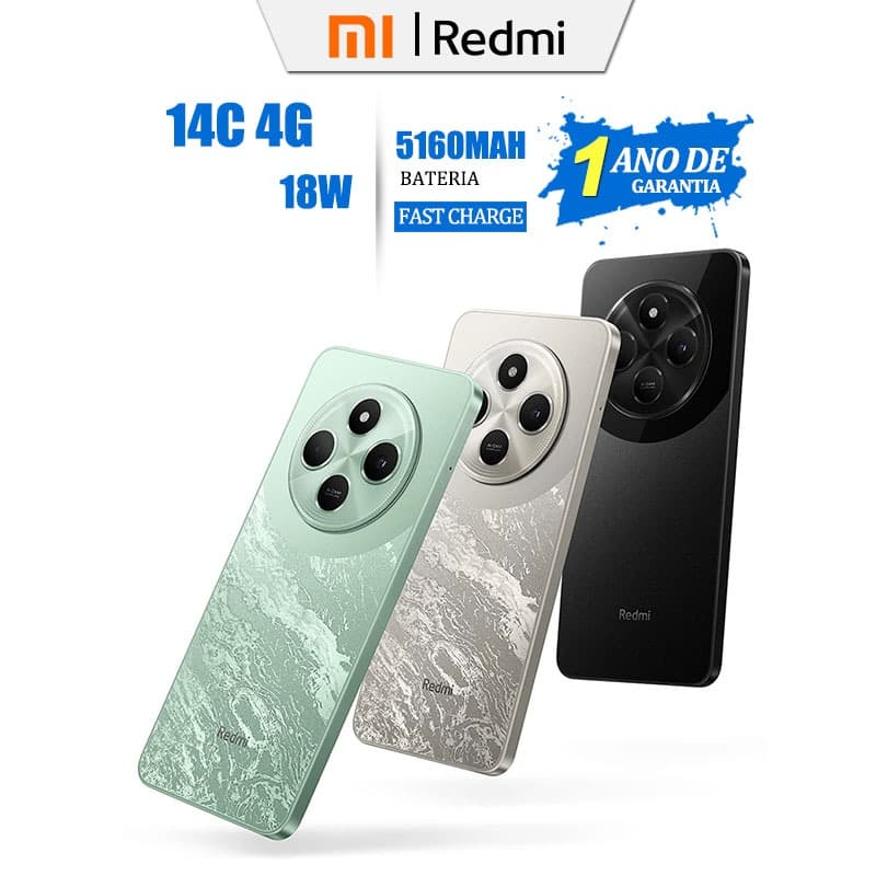 Xiaomi Redmi 14C Dual SIM 6.88” 120Hz 8GB RAM/256GB 13MP 5160mAh Android 14 Lacrado+Nota Fiscal NOVO