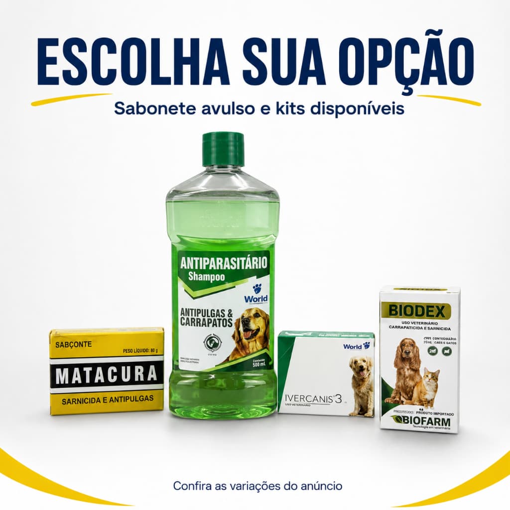Kit Anti-Dermatite e Antipulgas para Cães e Gatos