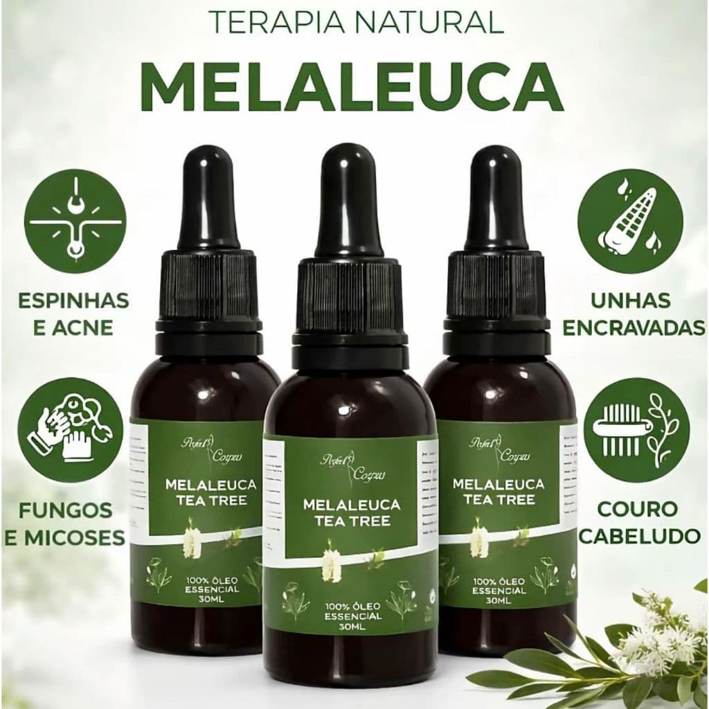 Óleso Essencial Melaleuca, natural, vegetal, 30ml auxilia micose, fungos, unhas, espinhas, acnes, couro cabeludo /cabelo