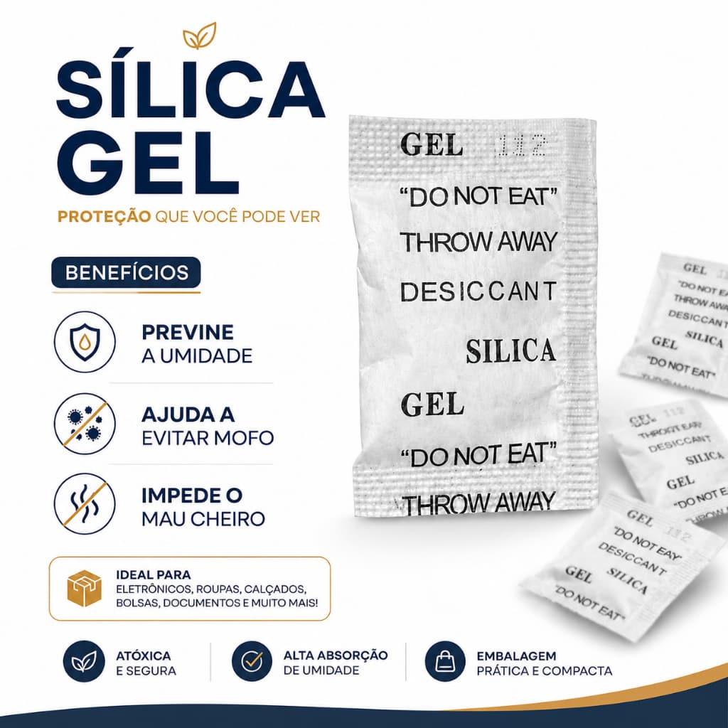 Kit Sachês Sílica Gel 1g Anti Mofo Tira Umidade Desumidificador
