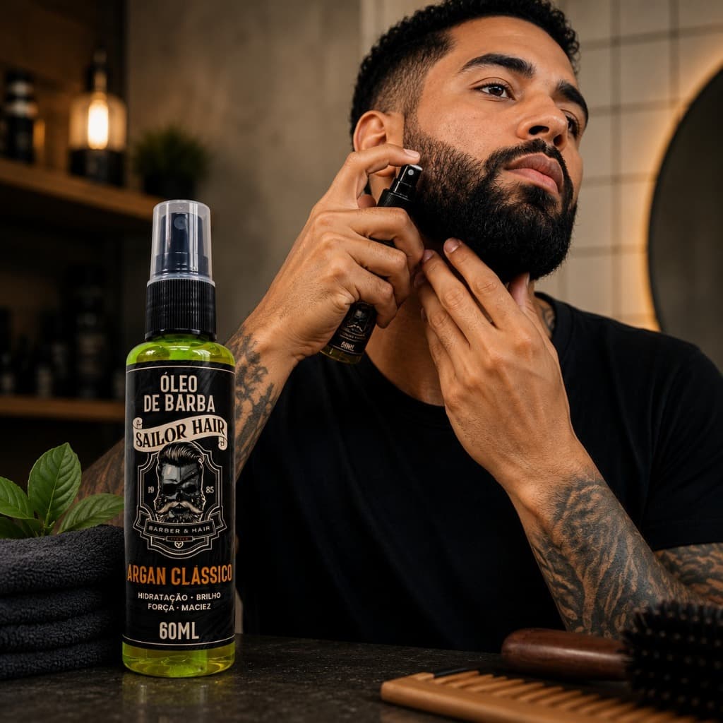 Óleo de Barba 60ml Argan Power Hidratação, Brilho e Maciez