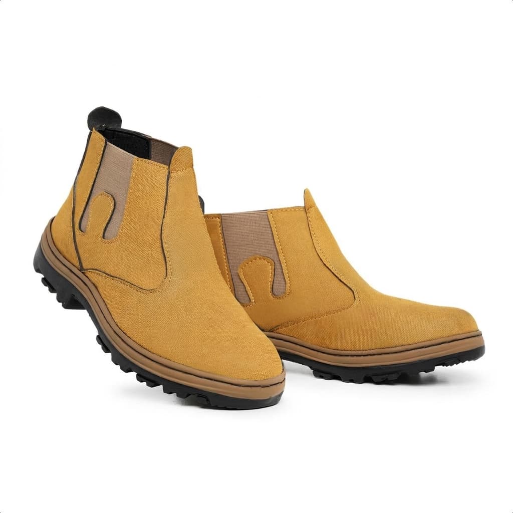 Botina Coturno Masculina Casual Confortavél Trabalho Couro Sintético Sola Adventure Estilo