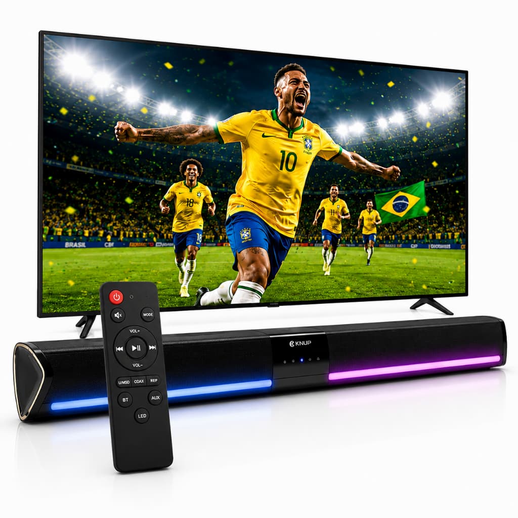 Sound bar Caixa de Som Bluetooth Home Teacher Som Tv Cinema P2 Soundbar Recarregável Computador Tv Televisão