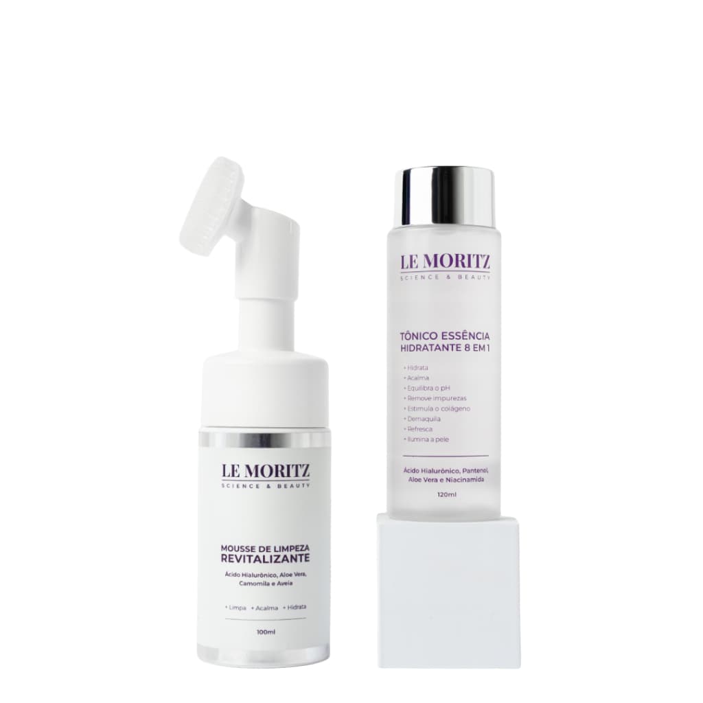 Kit Limpeza do Rosto com Tônico Hidratante 8 em 1 + Mousse de Limpeza Hidratante para Pele 40+ Le Moritz