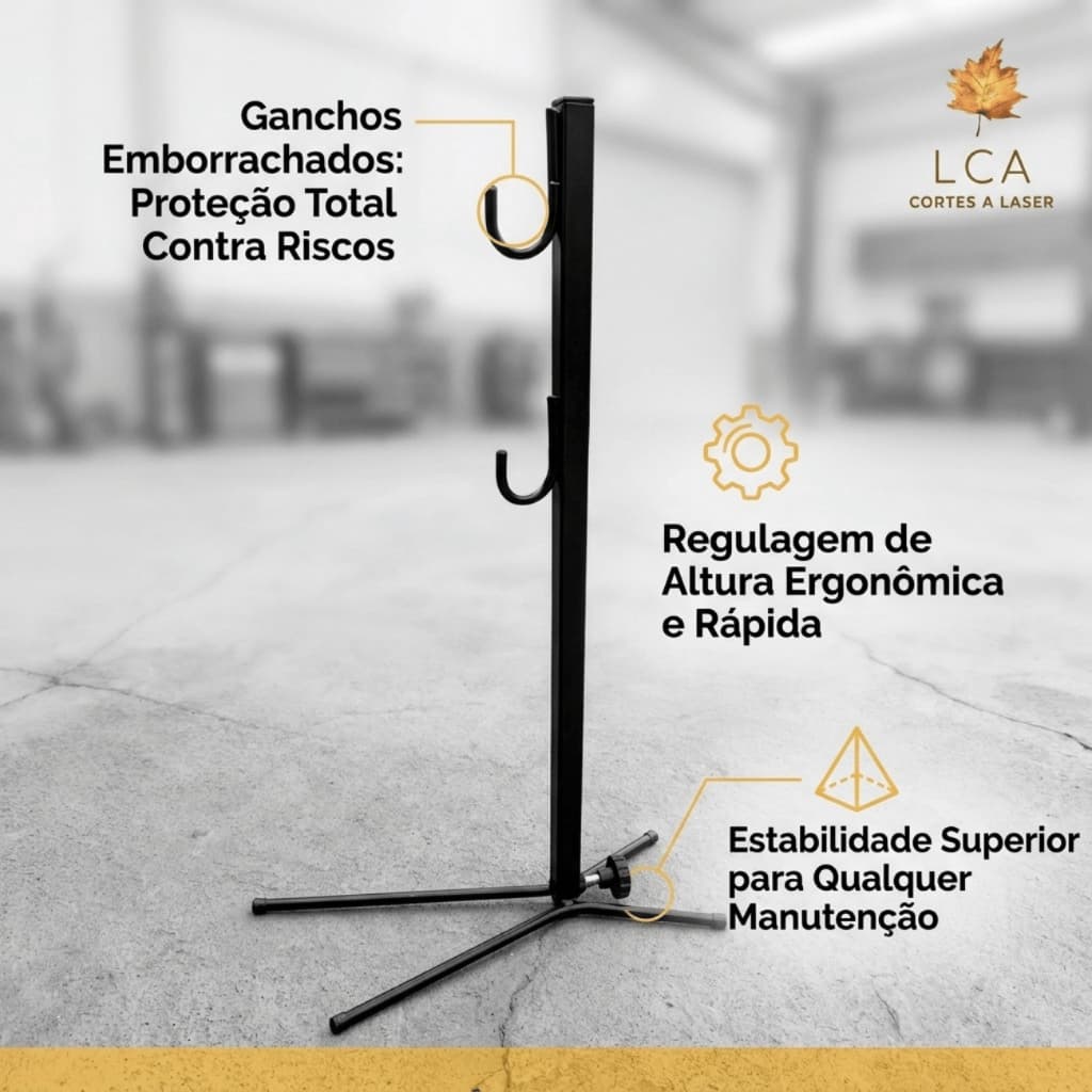 Suporte de Chão Manutenção Bicicleta Metal Resistente Ajustável 63cm gancho regulável base firme lavavel