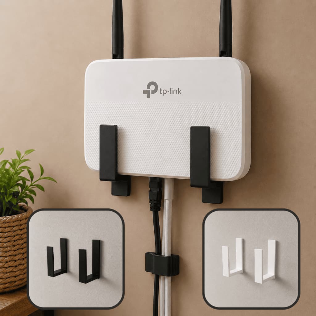 Suporte Roteador Parede Sem Furo Fita 3M Organizador WiFi Universal