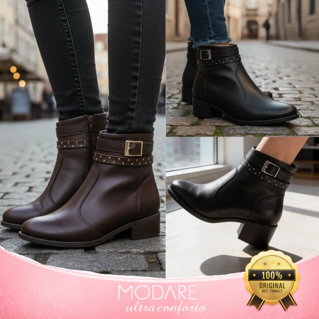 Bota Modare Feminina Cano Curto Conforto Com Zíper Fácil Calce Estilosa Inverno | Lançamento !