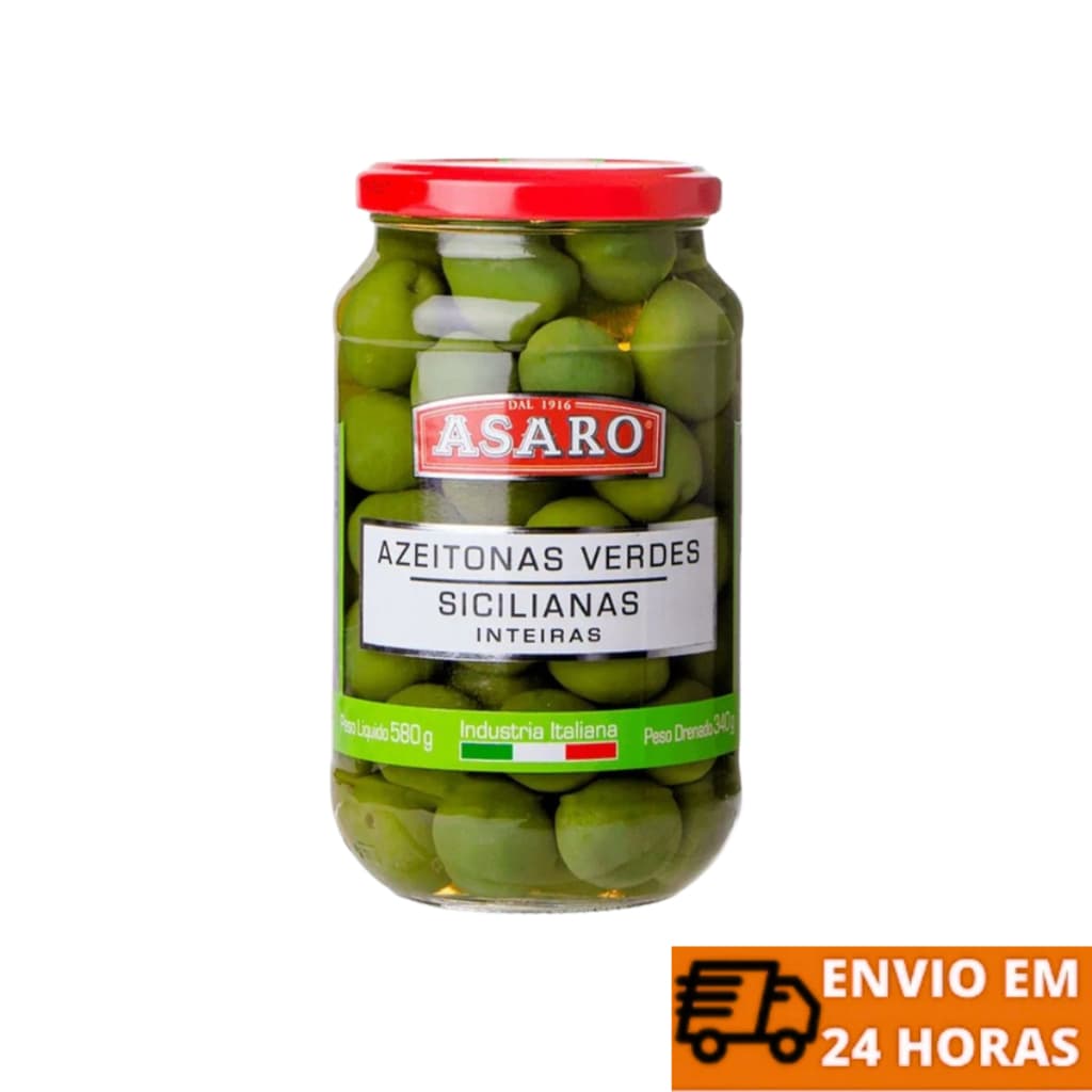 Azeitona Italiana Verde Siciliana Inteira Asaro 340g