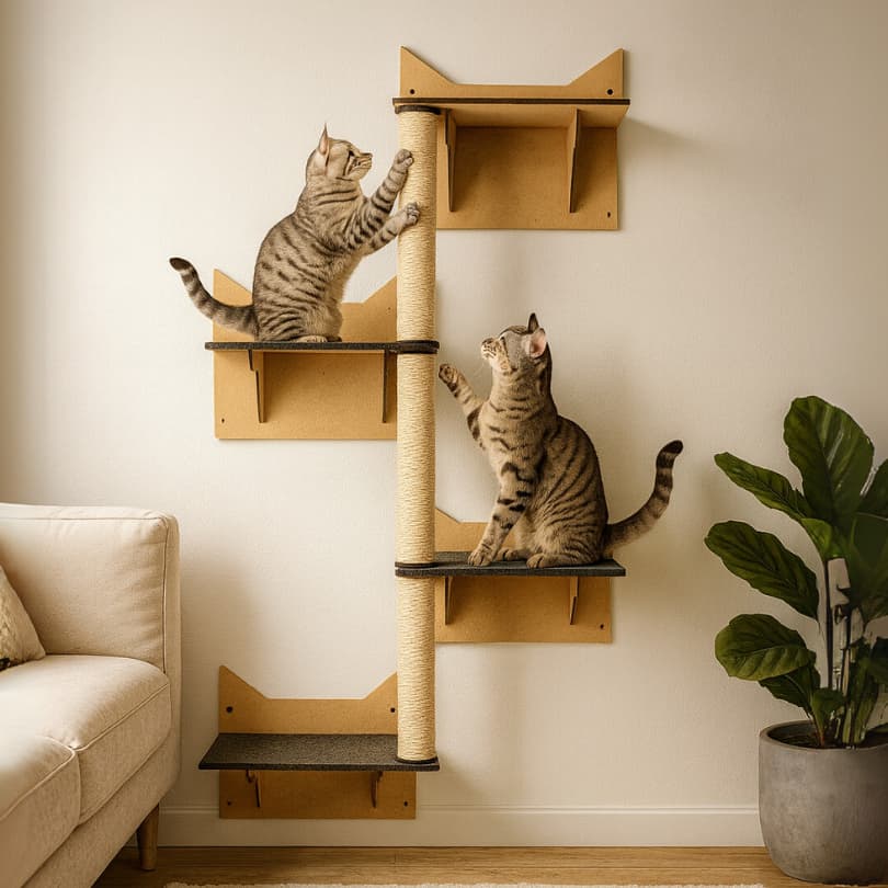 Escada para Gatos com Arranhador Gato Sisal Playground Escalada Prateleira Antiderrapante Diversão
