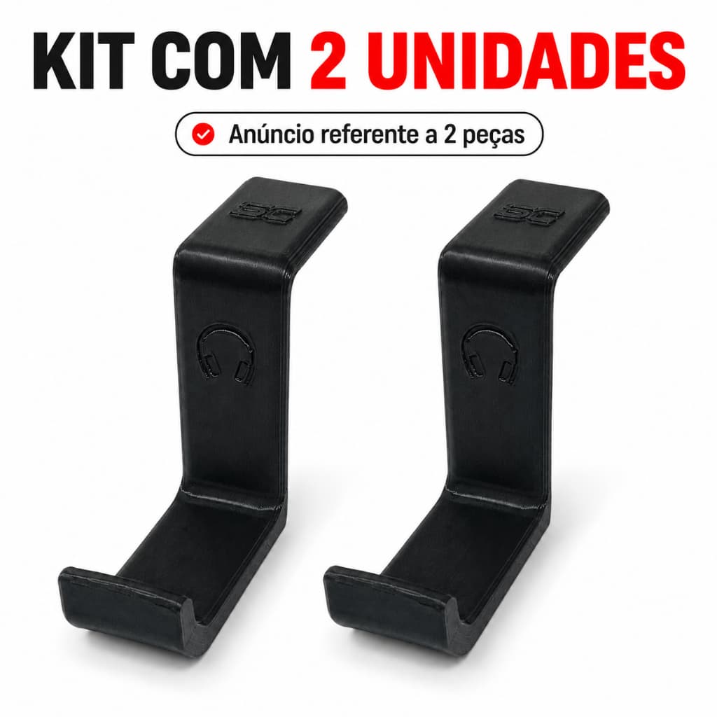 Suporte Gancho Fone Headset Monitor Tv Setup Com Fita 3m