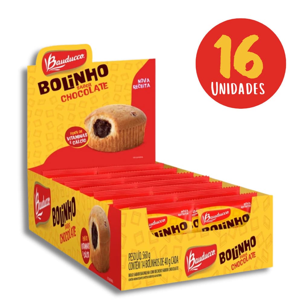 Bolinho Bauducco Sabor Chocolate Caixa Display C/ 16 Unidades 40g