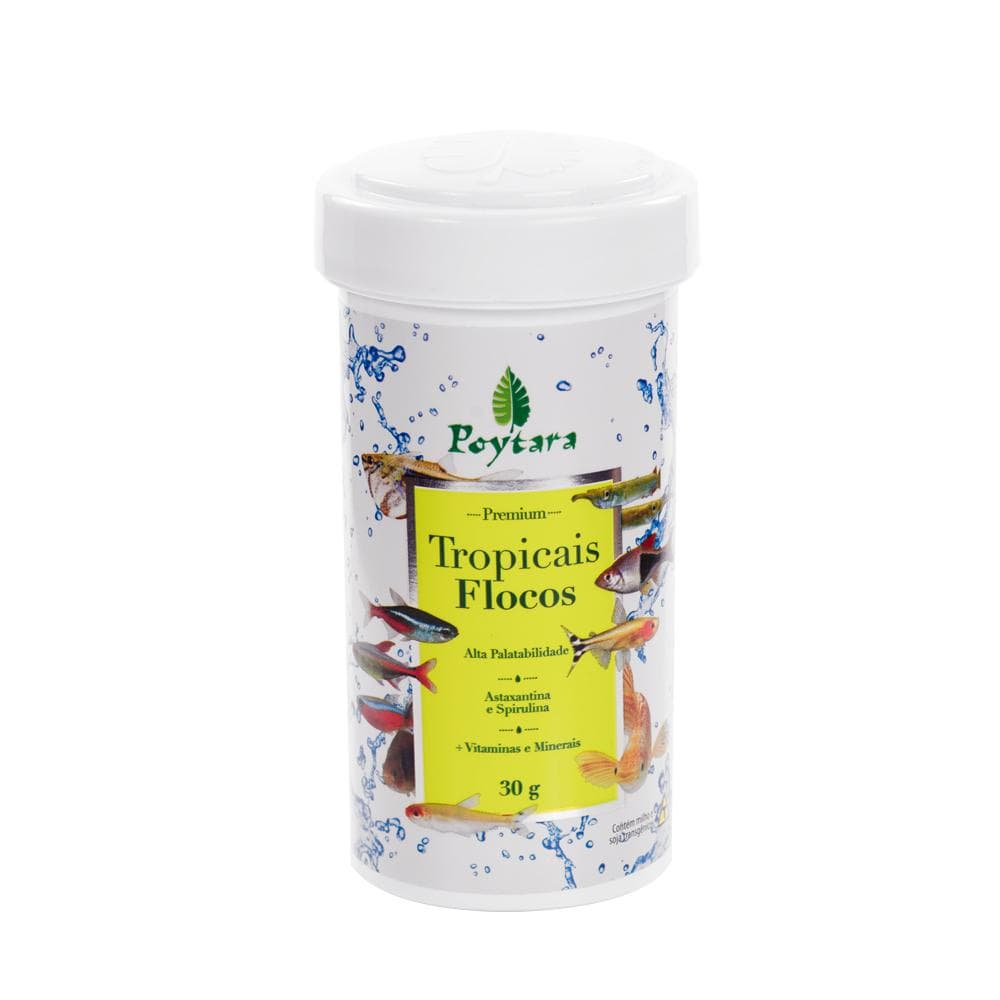 Ração Poytara Tropicais Flocos 30g