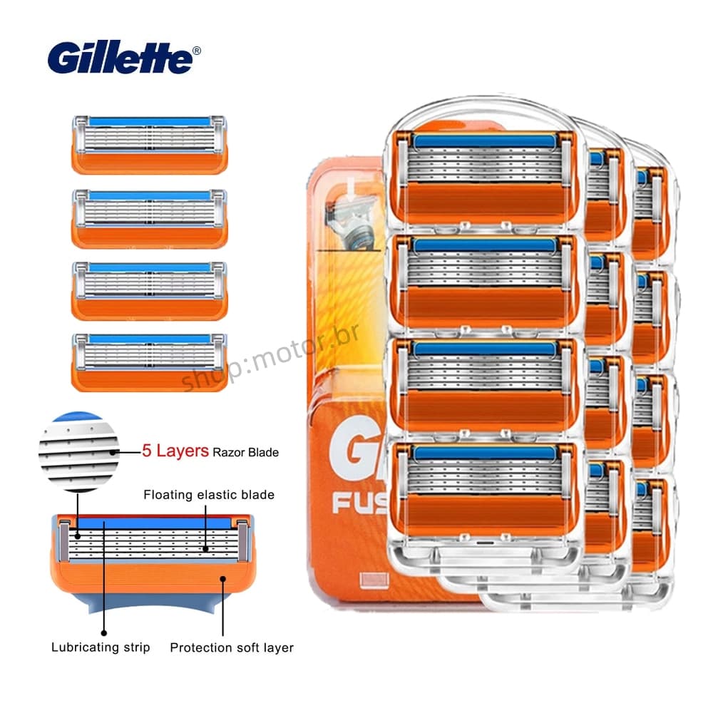 Lâminas Barbeador Gillette Fusion 5 Layers-Design Ergonómico para Um Barbeado Suave  Itens de Limpeza Masculina