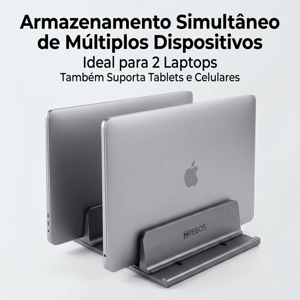 HREBOS x HEYOO Suporte Vertical ajustável para Notebook em liga de alumínio estilo de armazenamento de mesa para casa