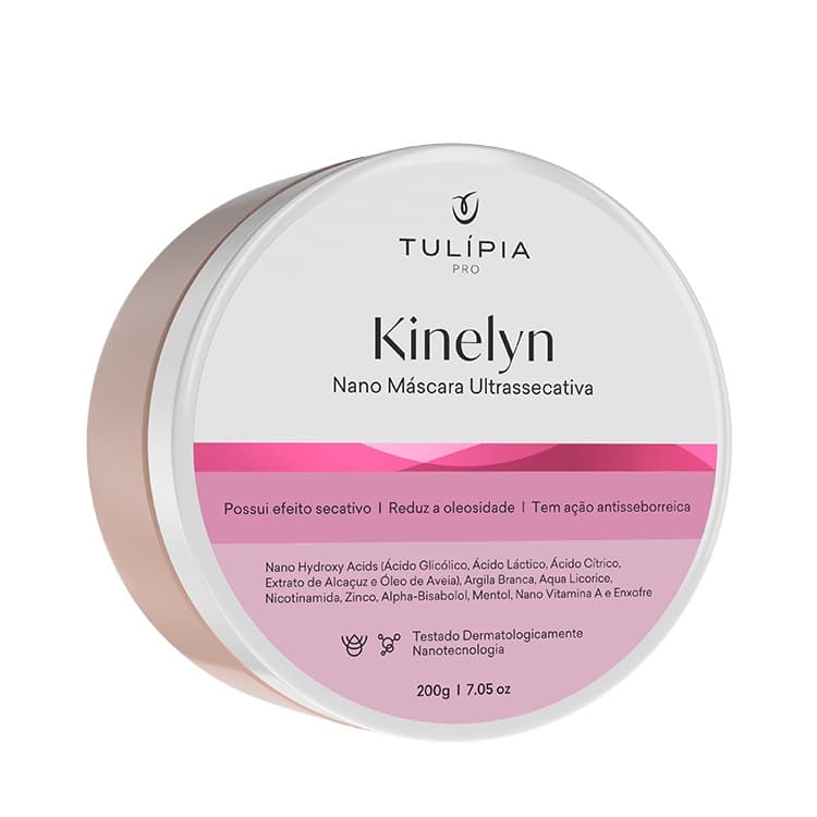 Máscara Facial Kinelyn Tulípia 60g UltraSecativa Reduz Oleosidade Acne Peles Oleosas Ácido Glicólico