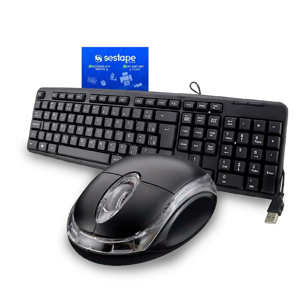 Teclado e Mouse Com Fio USB Computador Pc Notebook + Mousepad