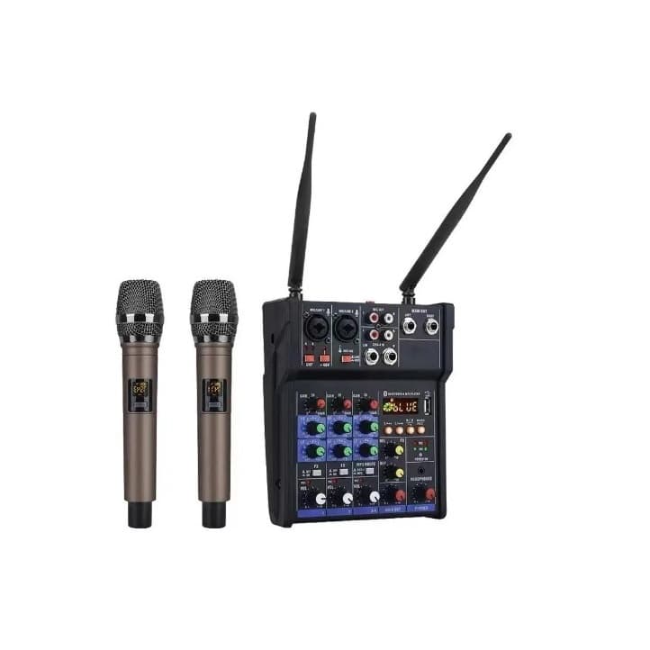 Kit Home Studio Profissional Mesa 4 Canais + 2 Microfones