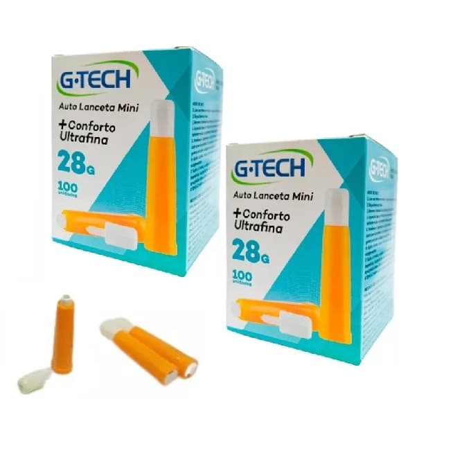 KIT 200 Auto Lancetas Mini 28g Ultrafina Conforto -G-tech