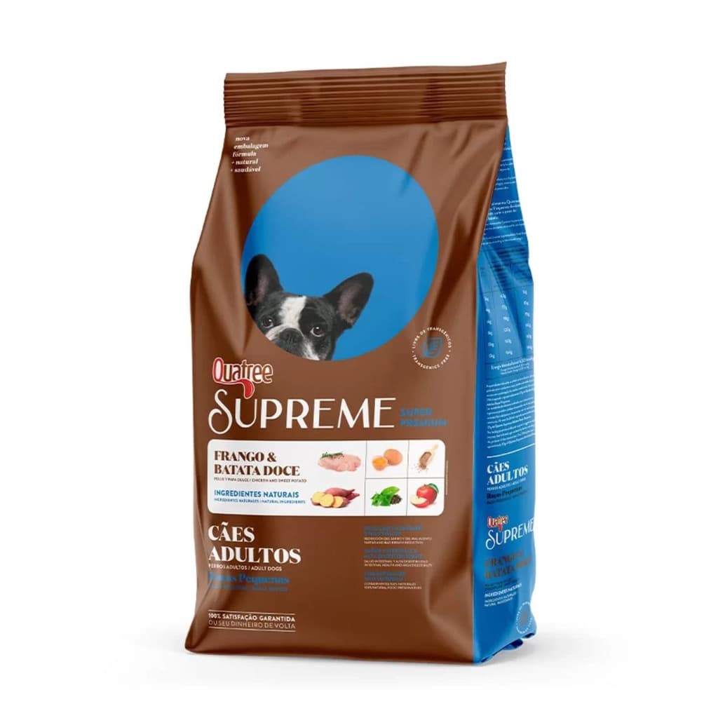 Ração Para Cachorro 1KG Alimento Quatree Supreme Adulto Raças Tamanho Pequeno Sabor Frango e Batata Doce