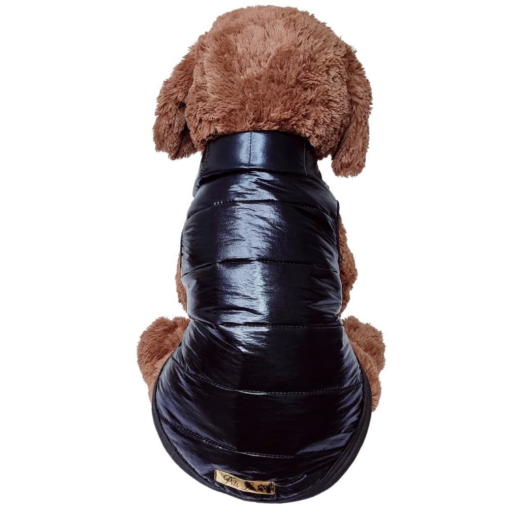 Roupa Pet Colete Puffer Preto Forrado puf inverno frio neve jaqueta preta rock cachorro roupinha