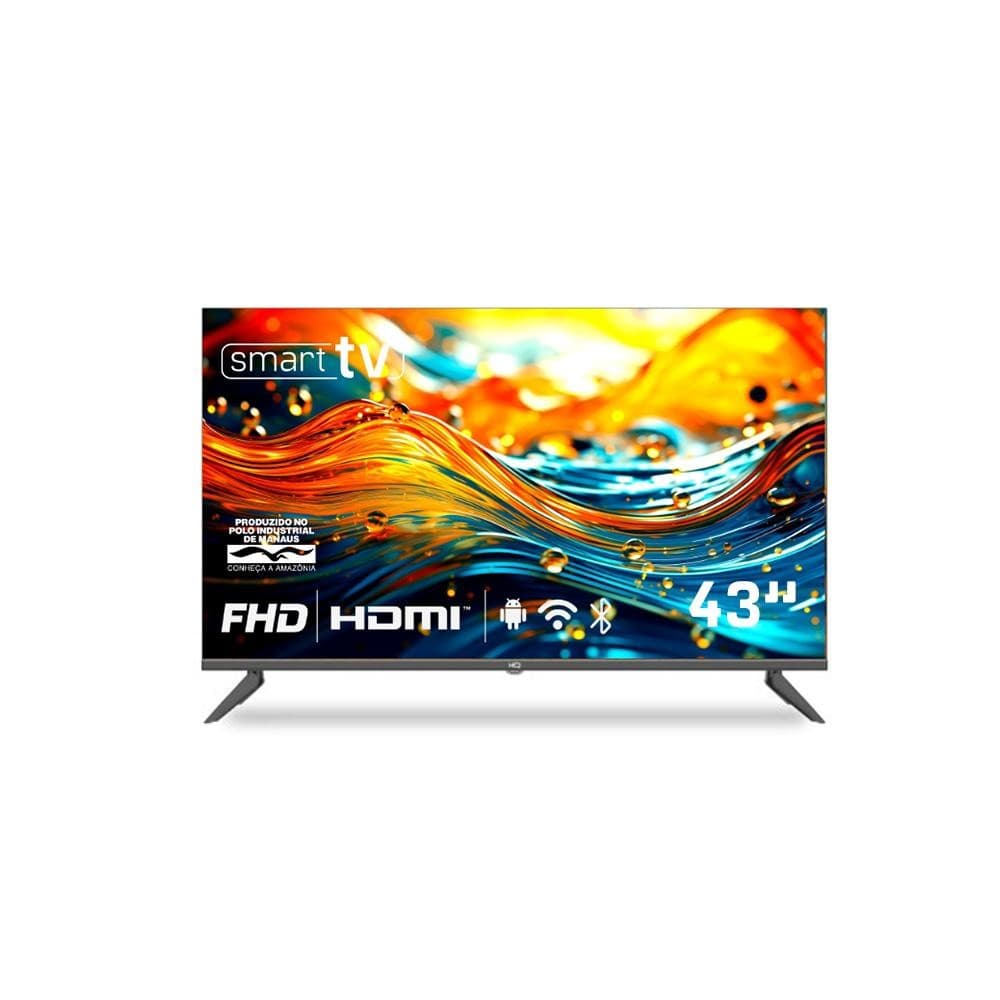 Smart TV HQ 43" Full HD tela sem bordas Android 11 design Slim HQS43NKHM