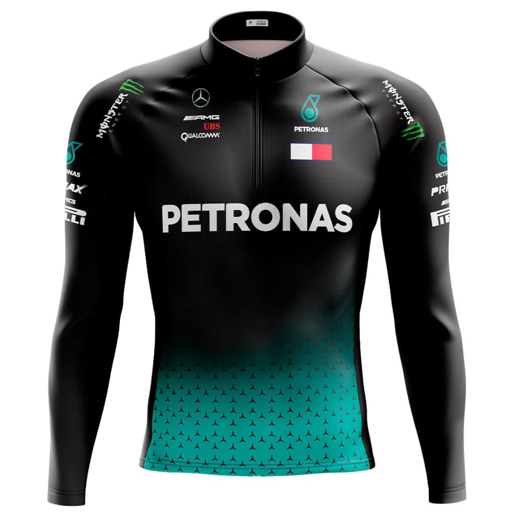 CAMISA CICLISMO MASCULINO PETRONAS COM BOLSOS UV 50+