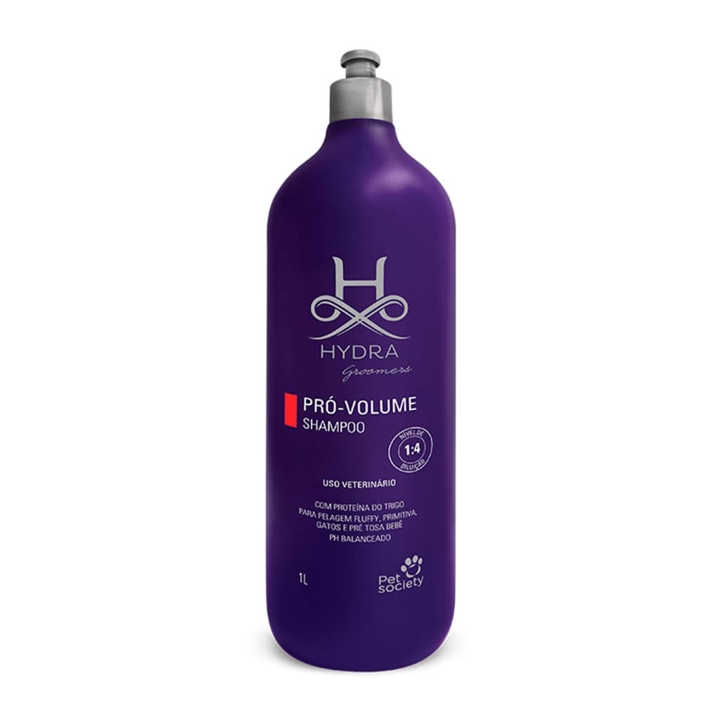 Shampoo Pro-Volume Hydra Groomers Pet Society Cachorro Gato 1L Diluição 1:4