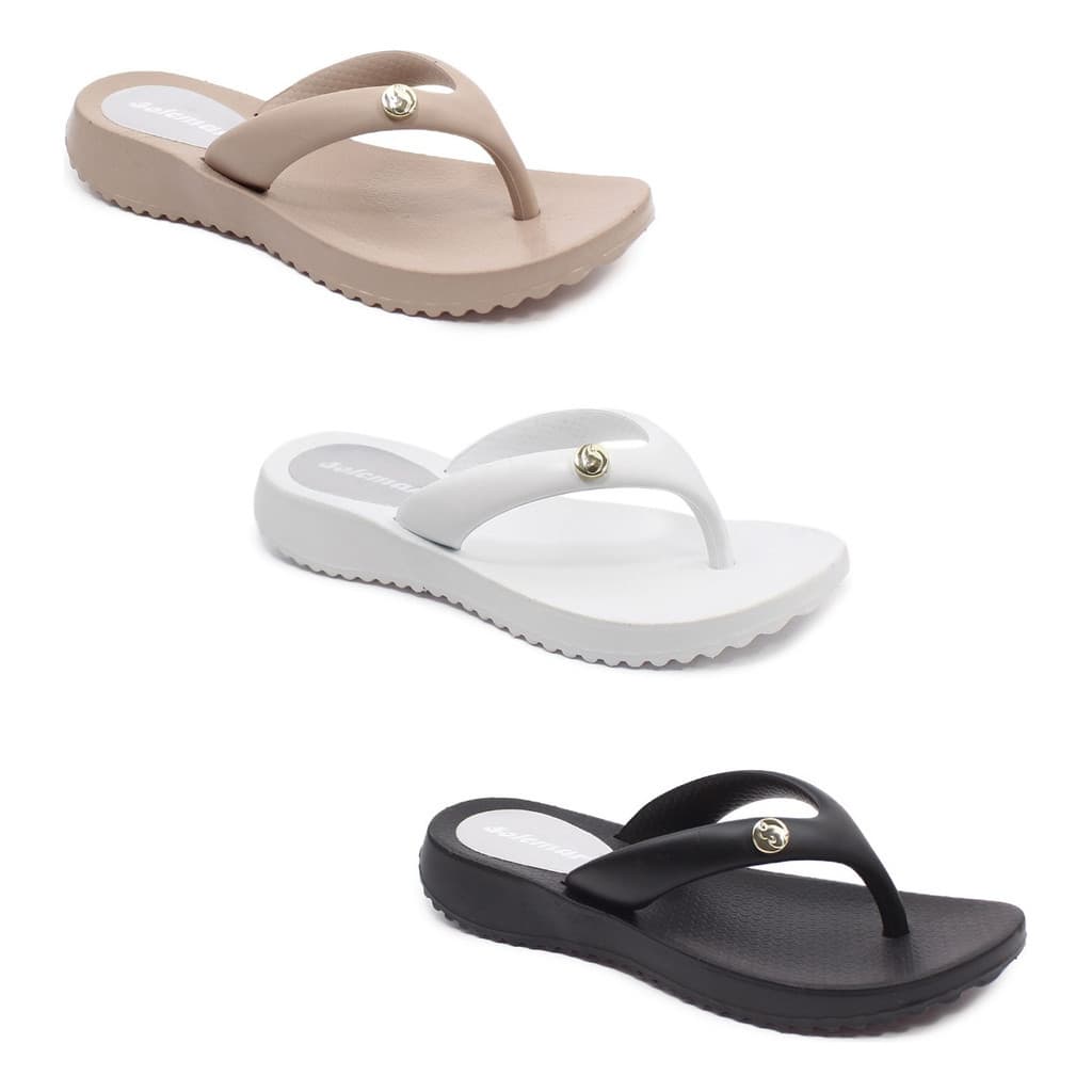 Sandália Feminina Tamanco Chinelo de Dedo com Salto Plataforma 3cm
