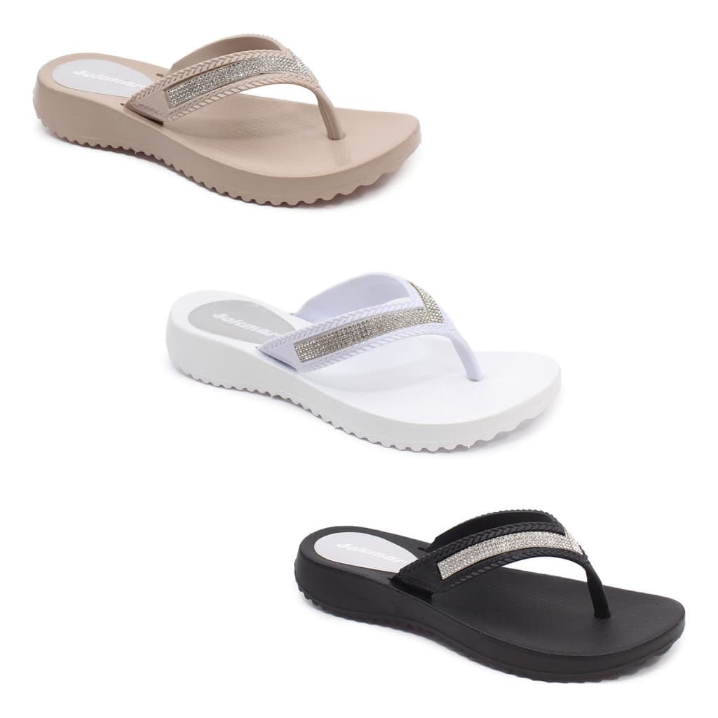 Tamanco Papete Chinela Feminino Preto Branco Nude
